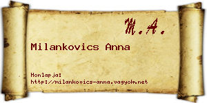 Milankovics Anna névjegykártya