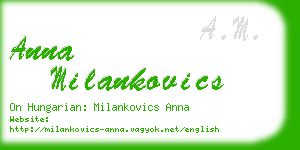 anna milankovics business card